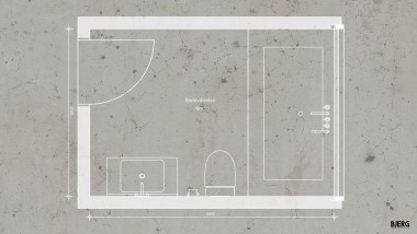 Der Grundriss auf 6 m² des preisgekrönten Baddesigns zum Thema Gelassenheit. Visualisierung: Bjerg Arkitektur